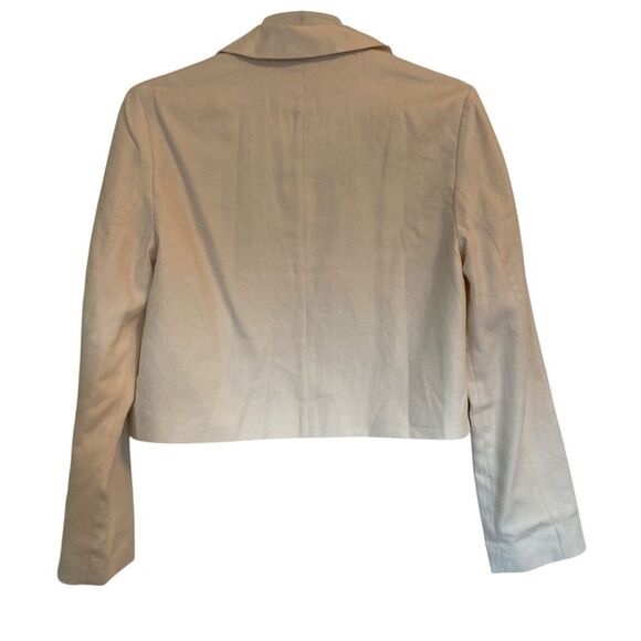 American Eagle Cream Linen Cropped Long Sleeve Button Blazer Size Small - Picture 2 of 9